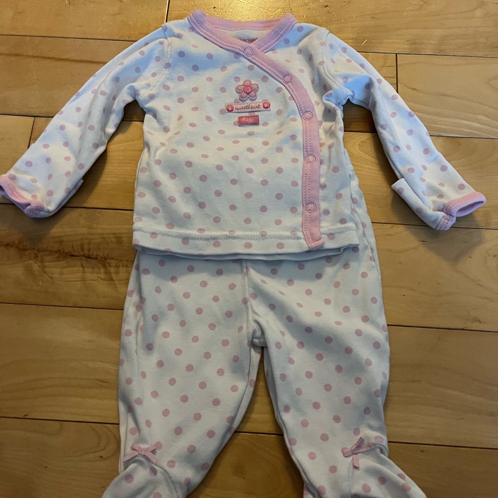 Carters newborn Baby Girls Pink Polka Dot Two-Piece  Set